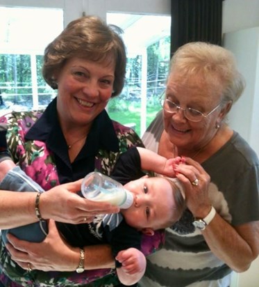 Beth with her great-grandson, Shane and daughter Julie