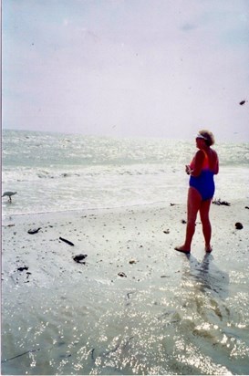 2001. Beth loving the ocean