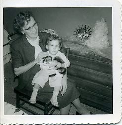 Jo' mother, Mary Oldfield with Jane & Kiki the kitten