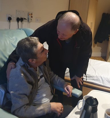 Tony with Brother Ray. Tony's time in St Elizabeth Hospice Jan to April 2020