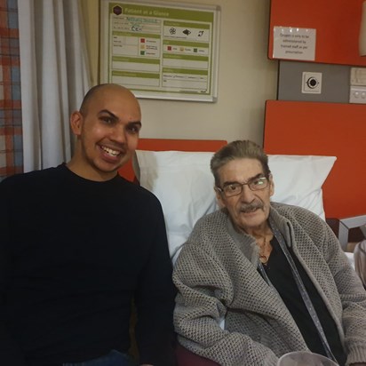 Kev with Tony in St Elizabeth Hospice