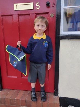 Great Grandson Zachary's first day of school.