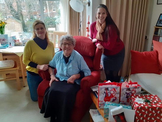 Mum with carer, Valeria, and Alex from Bluebird Care