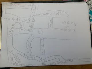 Caversham map for Great Omi from 5 year old Grandson Zachary , signed by artist