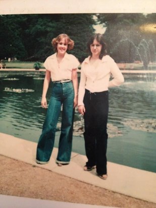 Sue and Sheena, school trip while at Nork Park around 1975/6