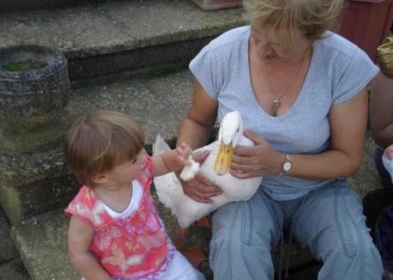 me and nana with one of the ducks