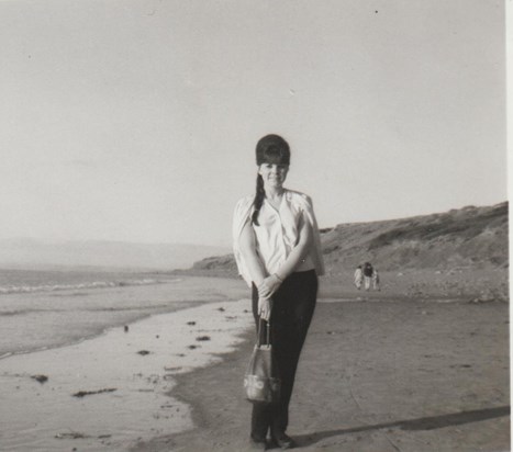 JAN ON THE BEACH AT NEWQUAY, N. WALES IN 1964 AGED 21 YEARS cropped