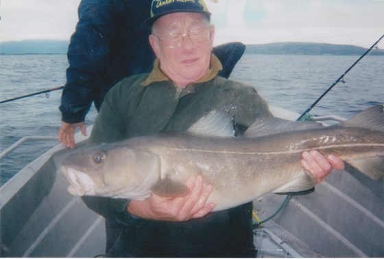 David fishing in Norway with big Cod