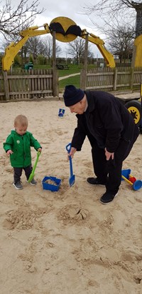 Building sandcastles with Great-Grandad