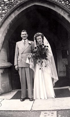 Alan & Catherine Lunn on their wedding day at Clewer Church