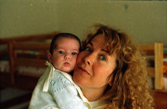 Maria and baby Emma, January 1989