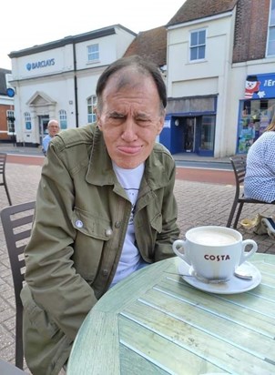 This was his Costa face. Jeff had a wicked sense of humour. 