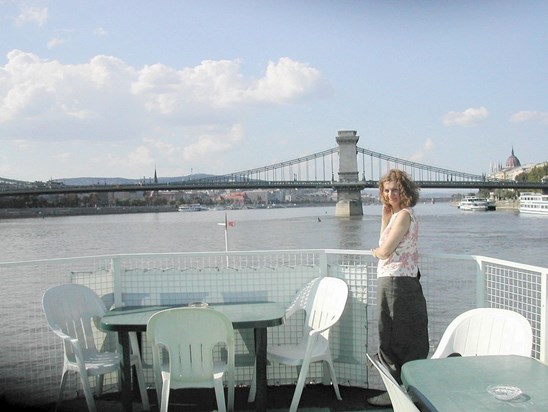Thelma on the Danube on a boat cruise, Budapest