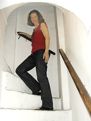 Thelma on the staircase of the old English embassy in Moscow