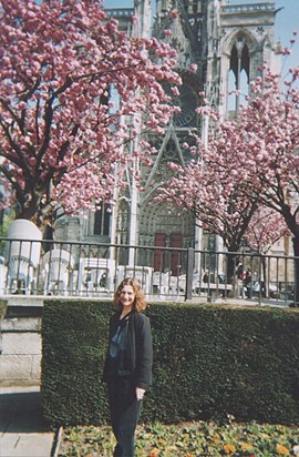 Thelma in Rouen with spring blossoms ...