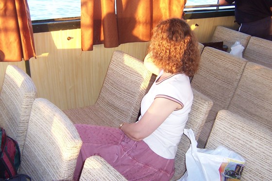 shunning the camera on a Balaton ferry