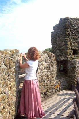 Thelma taking pictures from Szigliget castle, Hungary