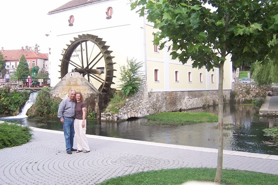 a timed "selfie" at the Mill pond in Tapolca