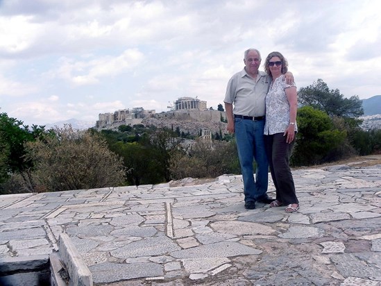 on Philopappos Hill with the Acropolis in the distance (Athens, 2012)