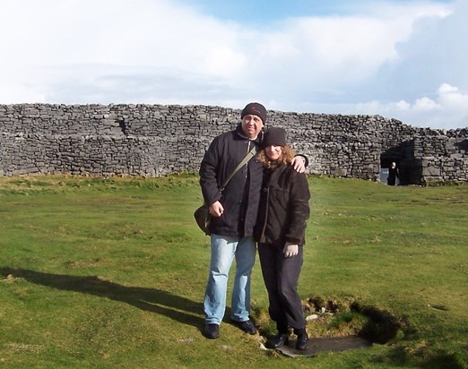 us in the central part of Dún Aonghasa on Inishmore, Ireland (2006)