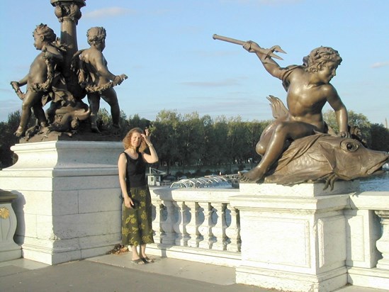 Thelma on the Alexander III bridge