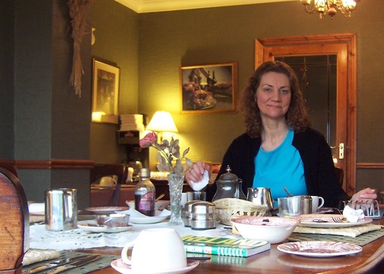 at the breakfast table in the Bunratty B&B