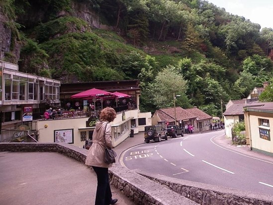 Thelma inspects the centre of Cheddar Gorge, 2013