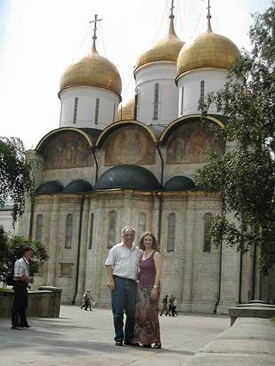 us outside Uspenskiy Cathedral in the Kreml(in) of Moscow, 2004