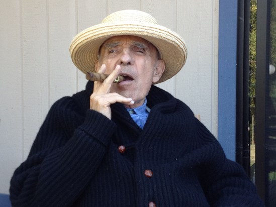 Poppa Enjoying a Cigar (from See's Candies) on Father's Day, 2012