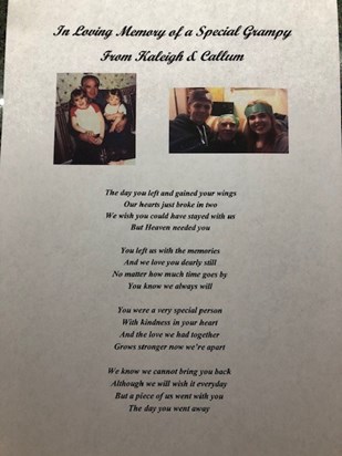 Poem in Loving Memory of a Special Grampy from Kaleigh & Callum