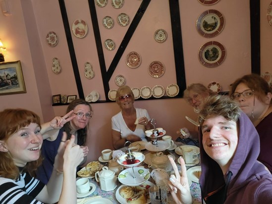 At the pink tea room on the Isle of Wight