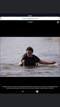 Deb in the floods. To quote her "Me looking a bit like a sheep version of Gandalf!"