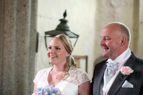 Geoff walking Catherine down the aisle - 14th July 2012