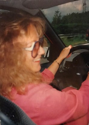 Sue as our nominated driver Geneva airport 1991