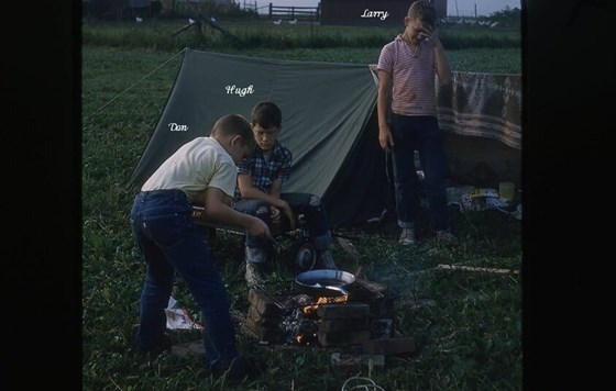Hugh & Larry & Don Vanzant  Camping out in the back yard