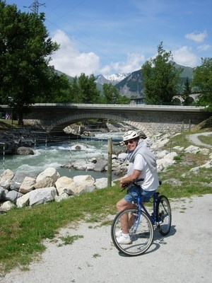 Colin and his bike at Bourg St Maurice