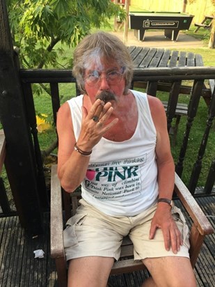 Russell having a Cigar in memory of Bro