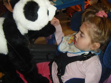 Dancing with the panda puppet