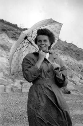 Moira with brolly IOW 1952