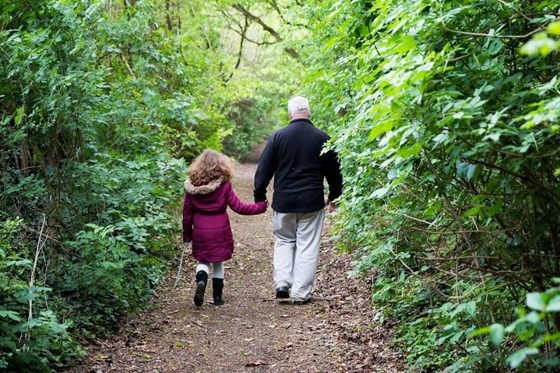 Roger walking with his great niece