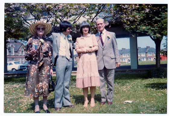 Audrey and Clive with Ann and Stan at wedding 1978