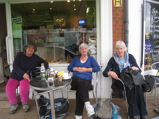 A well earned tea break with the Bumblestriders walking group Suffolk 2011