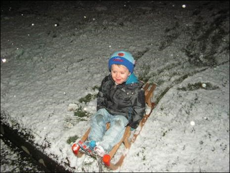 Declan enjoying the last snow jan.08