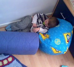 Declan when he fell asleep while playing!