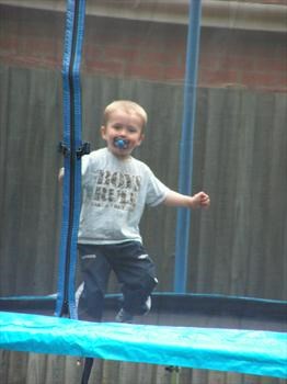 Declan on the trampoline