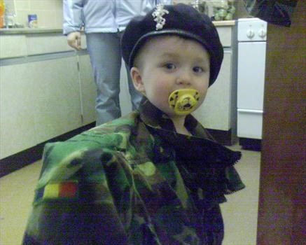 Declan being a soldier