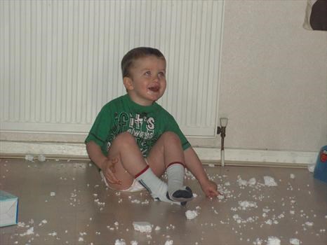 Declan making snow