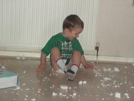 Declan making "snow"