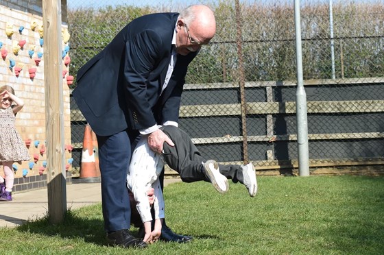 Pete teaching our eldest to do a handstand 