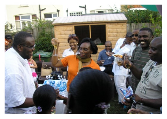 Toast to Jibola led by his sister, Mrs Toyin Fatona